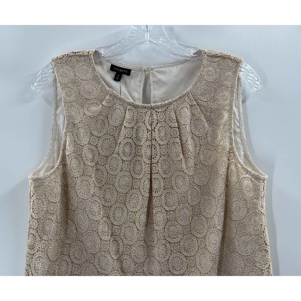 Talbots Women’s Sleeveless Lined Gold Lame’ Blouse Size 8 New With Tags​ - Picture 2 of 10